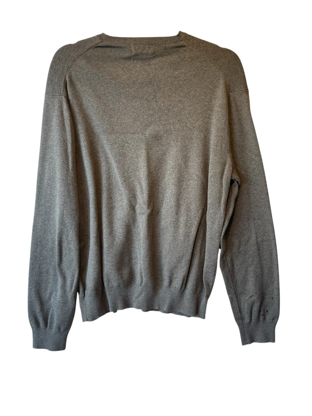 Polo Ralph Lauren jumper Sweater Large Gray V-neck Pima cotton Logo Mens FLAW - Picture 10 of 10
